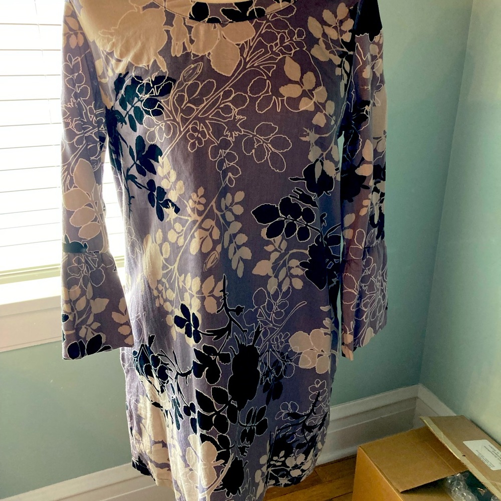 Retro style floral long sleeve dress with pockets